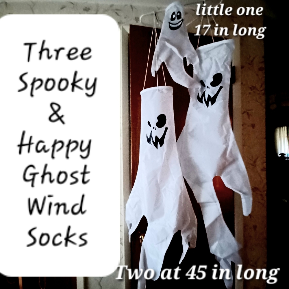 Halloween Spooky Ghost Wind Socks Decorations Outdoir, Indoor - White & Black